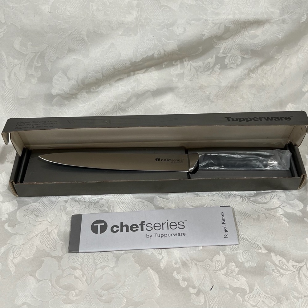 NEW (NIB)Tupperware Chef Series Carving Knife & Fork Set, Forged Stainless Steel - Picture 6 of 13
